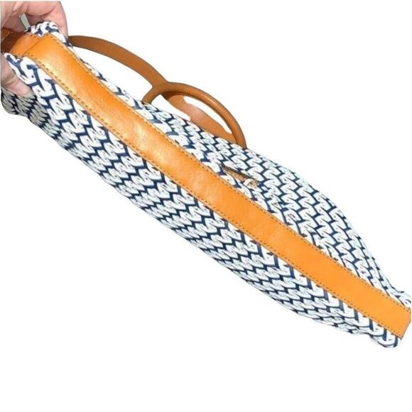 Rebecca Minkoff Womens Handbag Leather Woven Purse Shoulder Bag Blue White - Picture 8 of 16